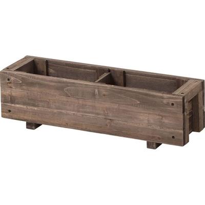 Slim Herb Planter S Brown Wooden WSP with Divider Rectangular Planter Pot Stylish Flower Pot WSP-01B