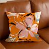 Double Sided Vibrant Abstract Floral Pillow Cover Bold Orange Pink Flower Print Soft Throw Pillow Case For Modern Home Decor