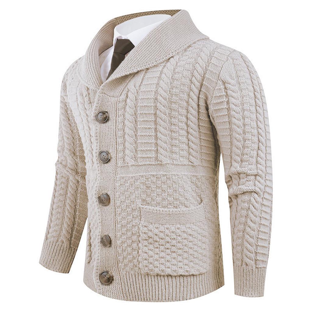Mens Shawl Collar Cardigan Sweater Cable Knit Button Down Sweaters Long Sleeve Casual Winter Outwear