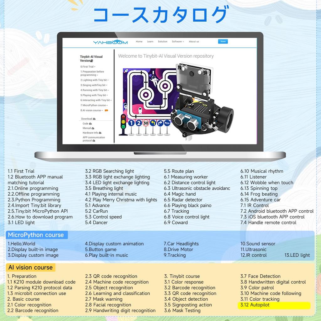 Yahboom Microbit Programming Robot Makecode Graphical Programming Course STEM Education AI Visual Recognition Robot Ultrasonic Infrared Recognition