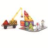 Yuelebo Magnetic Building Blocks: City Traffic & Architecture Set with Crane and Stained Glass Tiles