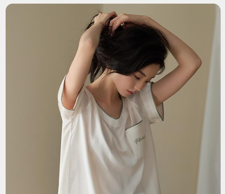Xuan Liang Sleepwear Women's Summer Thin Ice Silk Short Sleeved Pants 2025 New Simulated Silk Large Home Furnishing Set