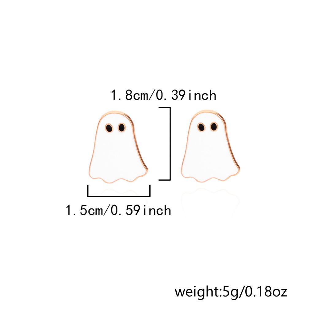 Halloween Spooky Chic Women's Jewelry Set White Ghost Earrings Necklace Cute Boo Accessory for Girls' Costume Party Gift