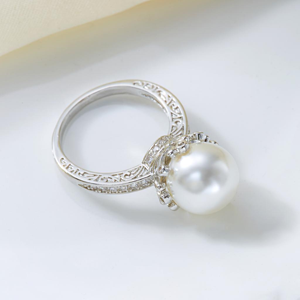 Exquisite Imitation Pearls CZ Rings for Women Light Luxury Cubic Zirconia Rings Fashion Aesthetic Wedding Party Jewelry Gifts