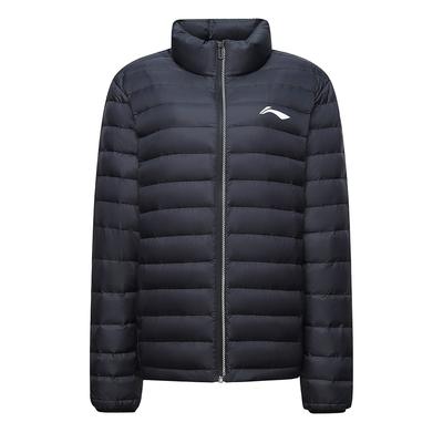 Li Ning Lightweight Stand Collar Ribbed Down Jacket Unisex Outerwear Black AYMV621-1