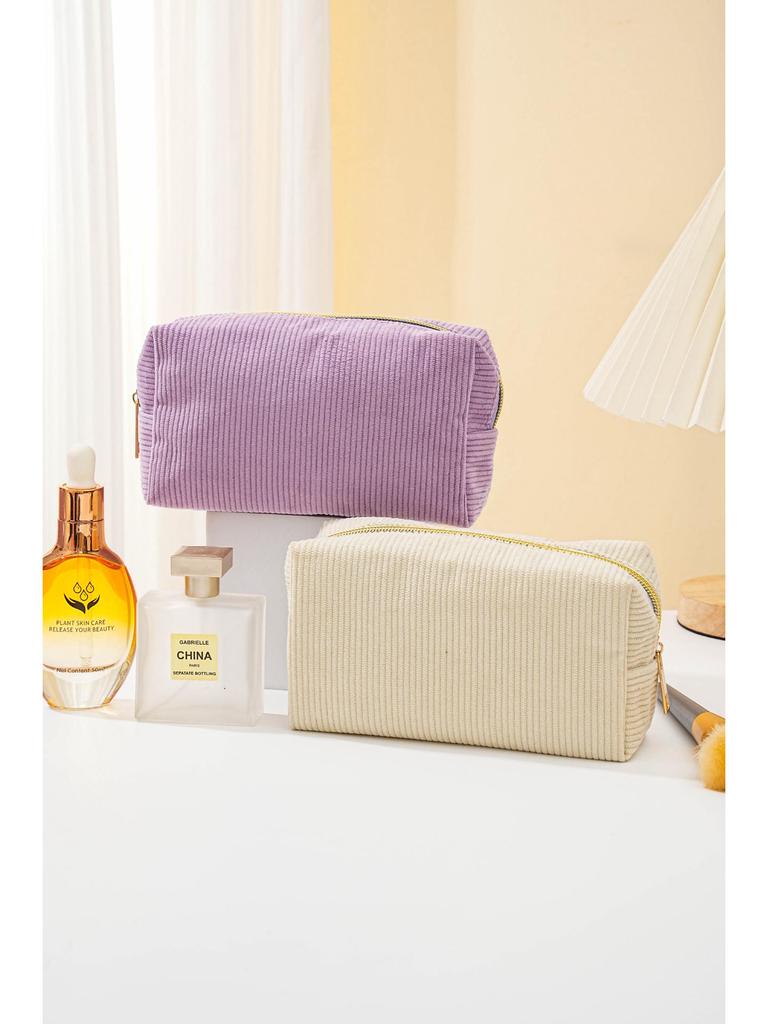 Duży piórnik i kosmetyczka z sztruksu - Przenośny schowek na przybory toaletowe i artykuły piśmiennicze na podróże służbowe
