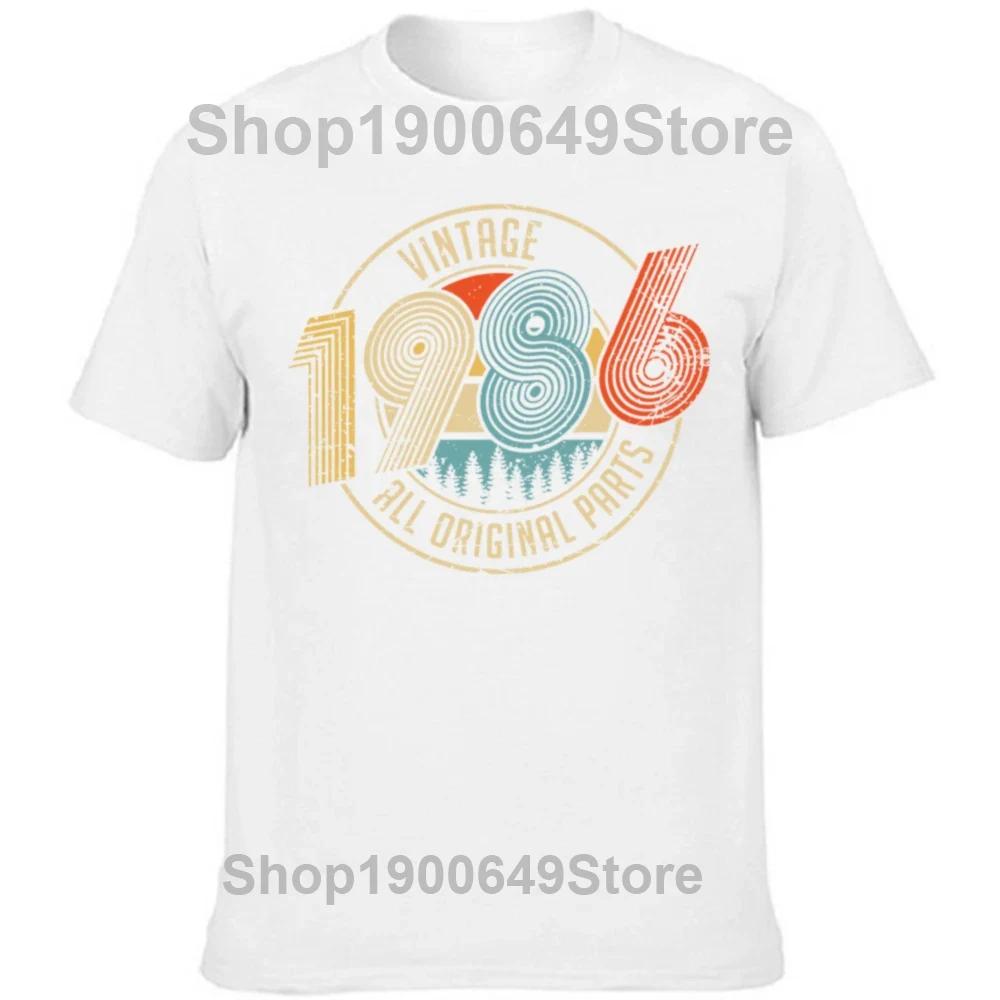 Funny Vintage 1986 All Original Parts Birthday Gifts T Shirts Tee Tops Round Neck ShortSleeve Tshirt Casual Basic Tshirts