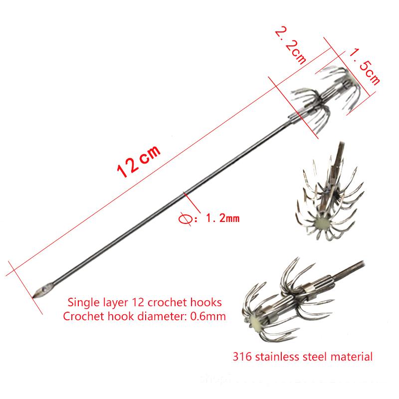 1/8/10/20Pcs/ Box Umbrella Hooks Live Bait Hooks Squid Blow Tubes Octopus Squid Hooks Stainless Steel Fishing Gear Accessories