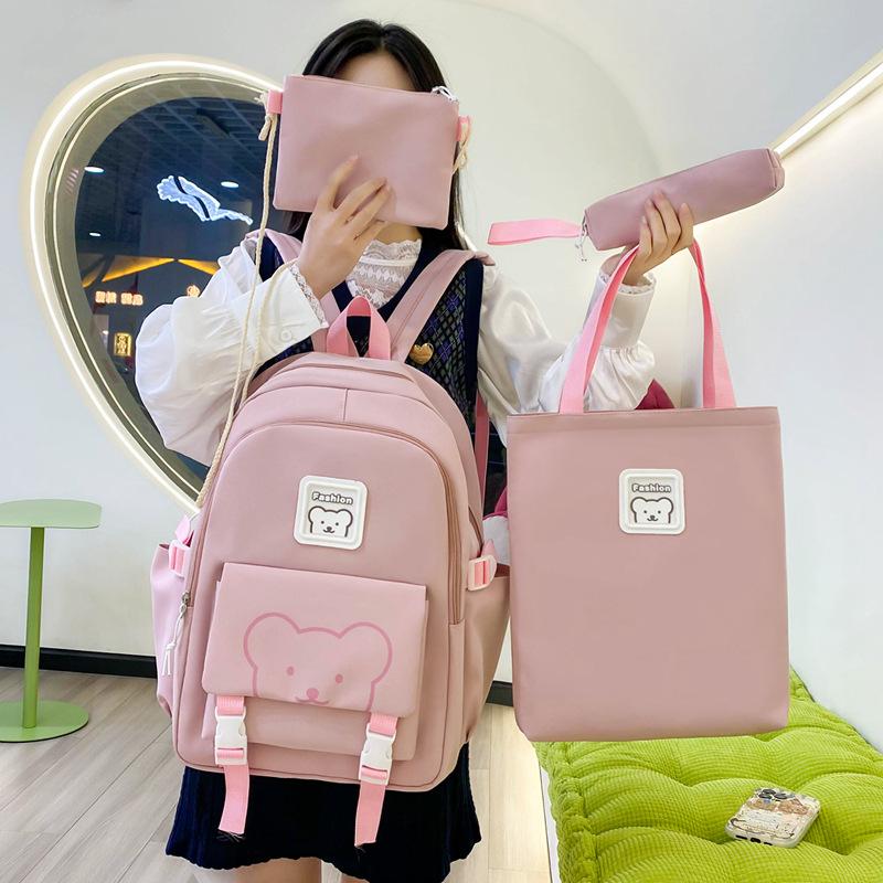 New Backpack Four Piece Student Backpack Simple Large Capacity Backpack for Primary and Secondary School Students