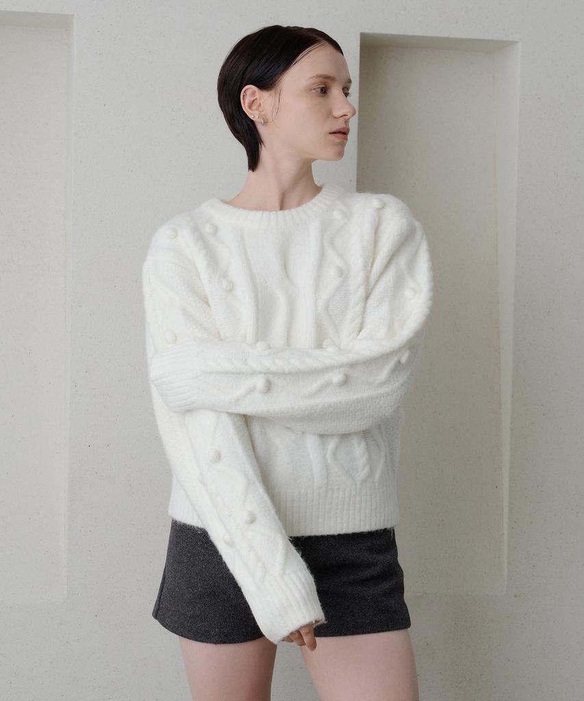 BIBYSEOB Fluffy Ball Wool Knit Ivory [T54]