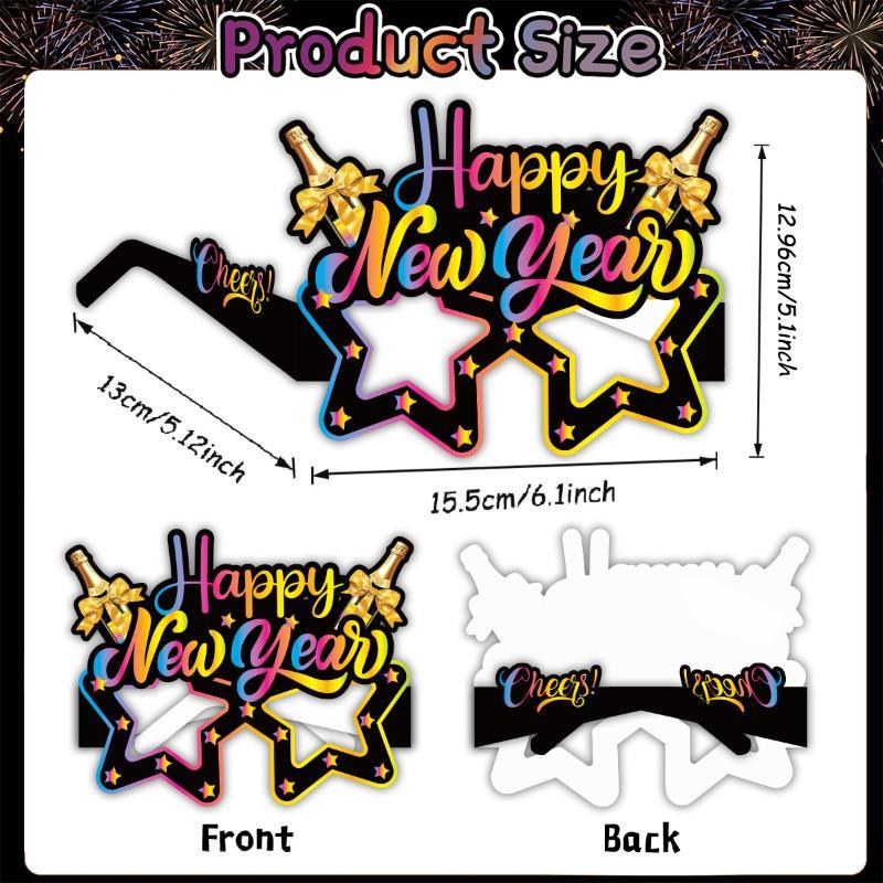 8/16pcs 2027 Happy New Year Party Paper Glasses Black Gold Glitter For New Years Eve Gatherings Photo Booth Props