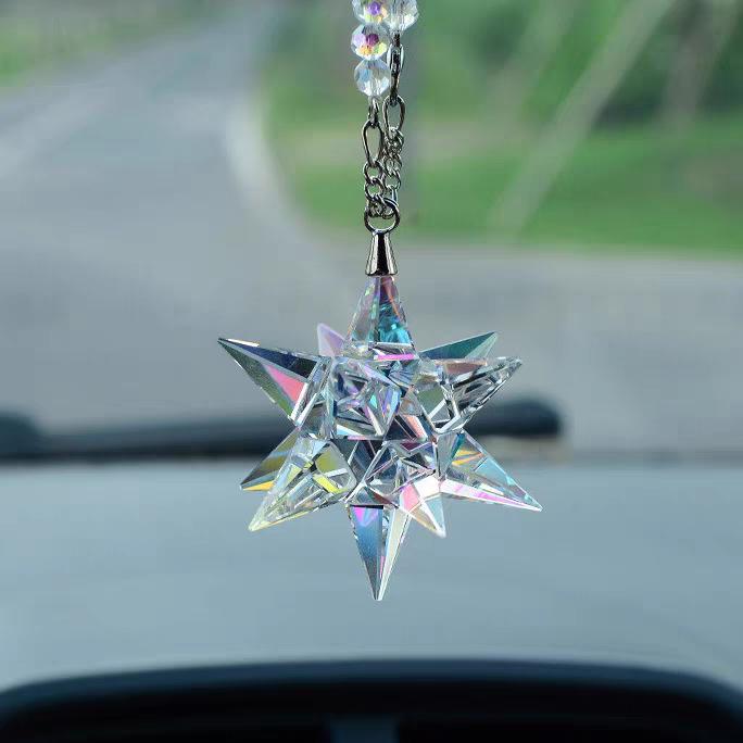 Goddess Style Crystal Snowflake Car Mirror Pendant - High-End Interior Ornament