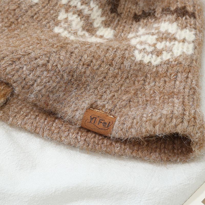 Autumn and Winter Hat Women's Bucket Hat Retro Versatile Velvet Rabbit Fur Knitted Hat Ear Protector Warm Wool Hat