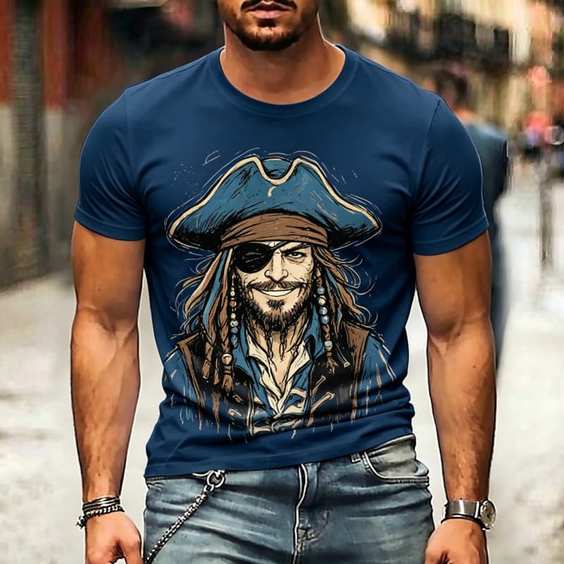 

Men s Art Portrait Printed T-shirt Casual Fashion Round Neck Short Sleeve Top Simple Daily Versatile Street Wear XS