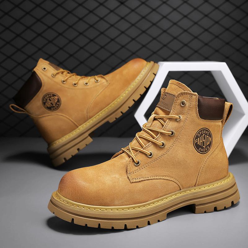 2025 winter new men's Martin boots, high-top locomotive boots couple Martin boots, fashionable first-layer leather tooling shoes
