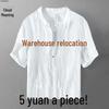 Men's Summer V-Neck Linen T-Shirt - Short-Sleeve, Loose Fit, Retro Chinese Style