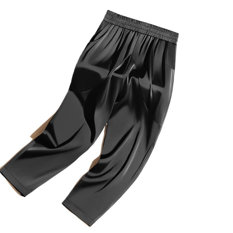 Letní saténové palazzo kalhoty - Dámské volné hedvábné zkrácené kalhoty