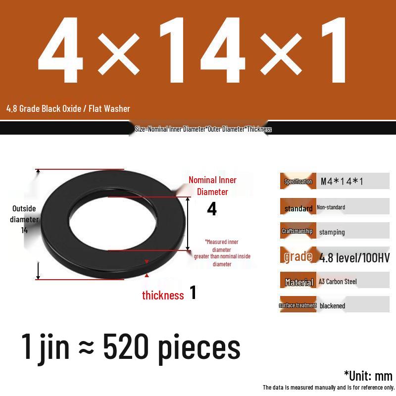 Blackened Enlarged Thickened Metal Washer - M3-M42