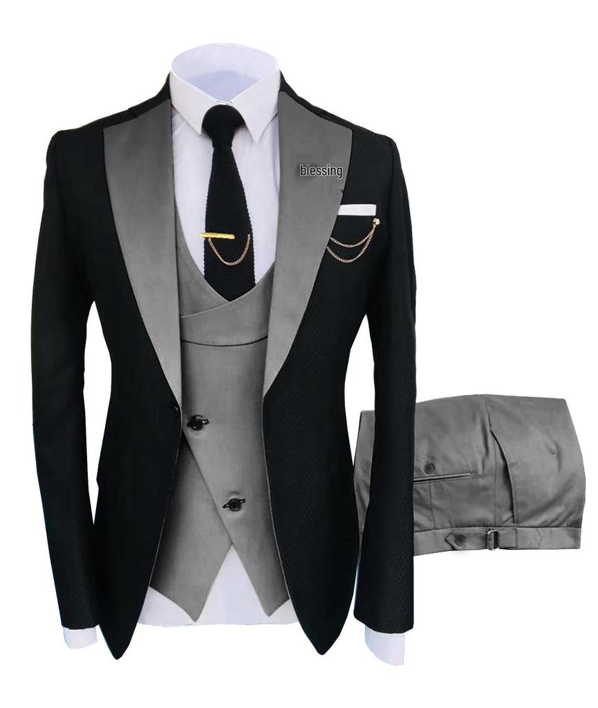 Men's European/American Business Style 3-Piece Suit Set for Wedding & Banquet – Groom/Best Man Plus Size
