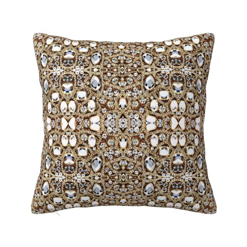 Custom Jewelry Gemstone Silver Crystal Pillow Case Living Room Nordic Glitter Rhinestones Diamonds Cushions Square Pillowcase