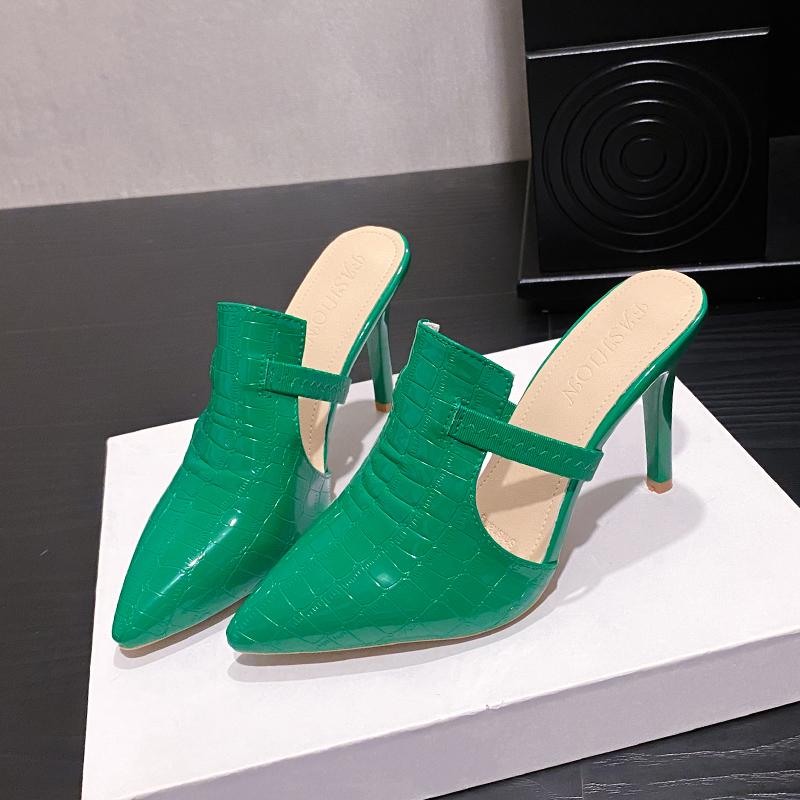 Fashion Spring New Baotou Slippers for Women Fashion Pointe Deep Mouth Slip-on High-heeled High-heel Sandals with Anti-slip Resistance