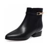 Pointed short boots women's autumn and winter metal buckle low-heeled cotton boots simple temperament fashion boots women's flat boots