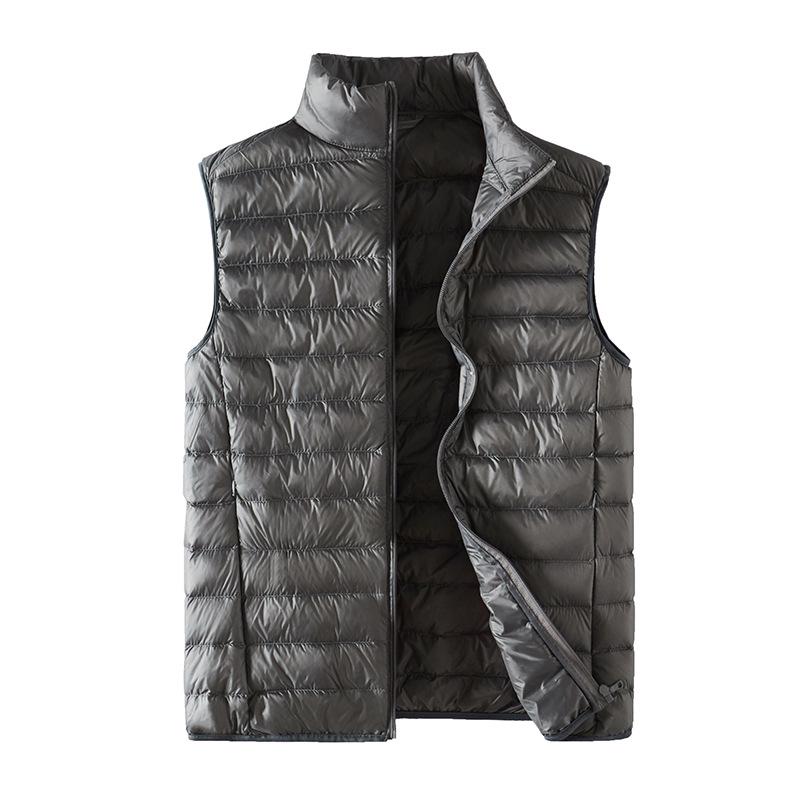 Men's Large Size Lightweight Down Vest - Stand Collar Sleeveless Jacket for Autumn/Winter