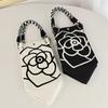 Fashion Flowers Knit Handbag Women Shoulder Bag Color Contrast Portable Ladies Beach Handbag Shopping Tote