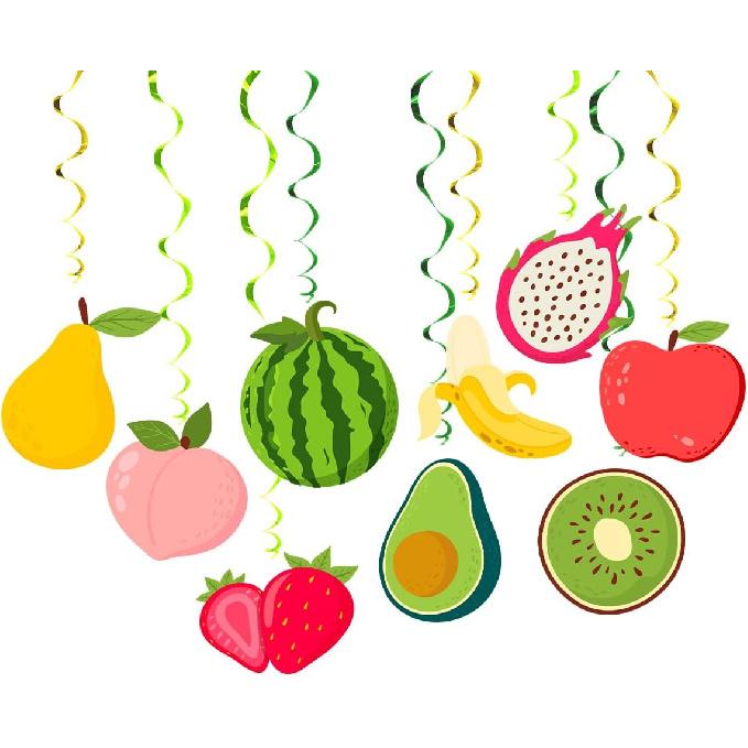 30PCS Fruit Hanging Swirls Decorations Twotti Frutti Birthday Party Decor Summer Tropical Fruit Themed Ceiling Streamer for Birthday Baby Shower