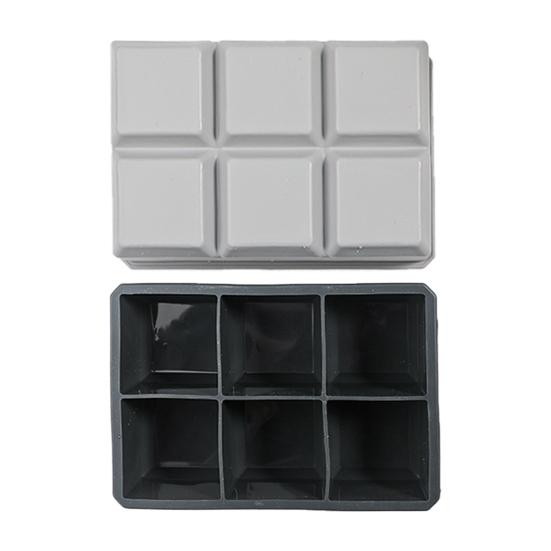 Ice Cube Mold Large Silicone Square Ice Cube Tray 6 Grids Design Ice Making Mold with Lid for Home Kitchen