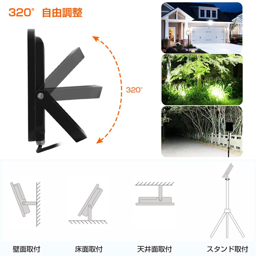 MAGOKORO 50W LED Floodlight, IP66 Waterproof, 6500LM (500W Equivalent), Daylight White, Energy-Saving, High Brightness, Lightweight, 120° Wide