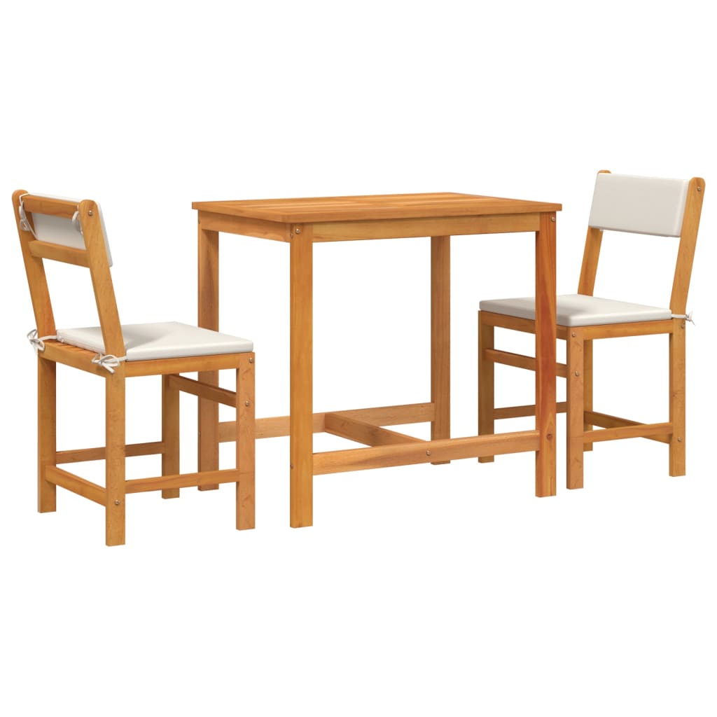 3 Piece Balcony Furniture Set with Cushions Solid Acacia Wood