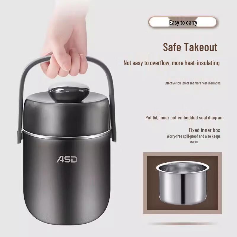 ASD 304 Stainless Steel Double-Layer Divided Lunch Box