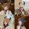 Cozy Knit Hat With Horn Design For Girls And Fashion Enthusiasts