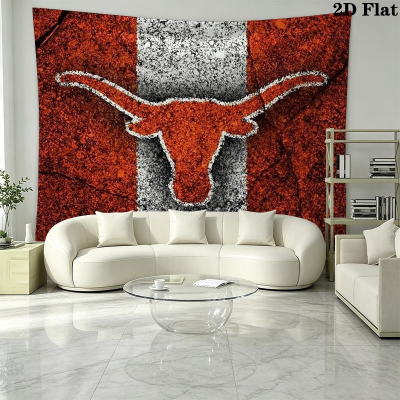 Texas Longhorns Wall Tapestry Aesthetic Wall Hanging Printed Fabric Blanket Decorative Tapestries for Bedroom Living Room Home Decor