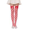 Women Cartoon 3D Plush Toy Striped Over Knee Long Socks Bowknot Thigh High Stockings for Christmas Cosplay Costume
