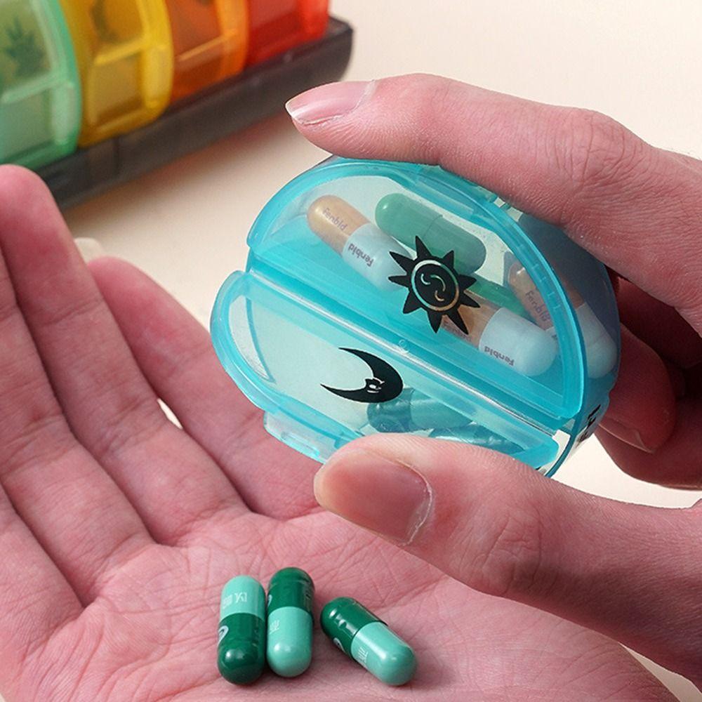 Medikamentenbehälter 7-Tage-Teiler Pillen-Organizer 14-Fächer AM/PM-Fächer Regenbogen-Pillendose Wiederverwendbar 2 Mal täglich Tägliche Pillendose