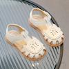 New Kids Sandals Girls Black Beige Brown Hollow Out Shoes for Children Summer Closed Toe Lolita Student Beach Shoes Child H01195