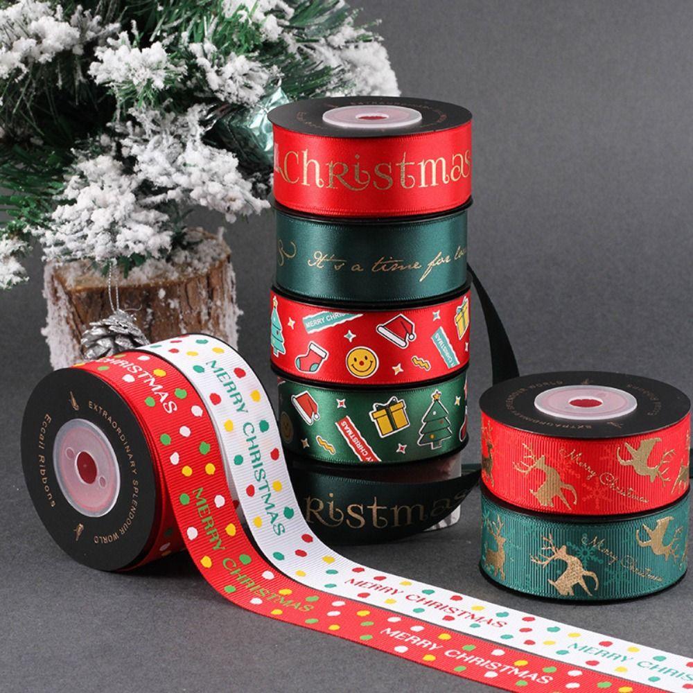 10 Yards/Roll Christmas Series Ribbon Christmas Printed Fabric Craft Ribbon  For Gift Wrapping
