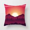 Luxury Home Decor Cushion Cover Cartoon Illustration Sunset Landscape Pattern Office Decor Pillow Cover