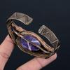 Sage Amethyst Gemstone Pure Copper Wire Wrapped Handmade Cuff/Bangle Jewelry