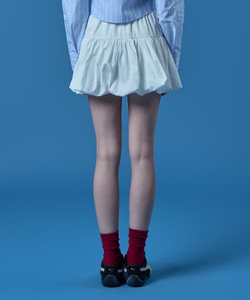 KOLEAT Balloon Ribbon Flare Elastic Waist Mini Skirt Skirt Pants [White]