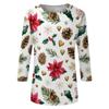 Women's Casual Christmas Print Three-Quarter Sleeve Neck Loose Fit Shirt
