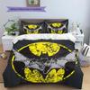 Batman Muster Bettwäsche Bettdecken-Set Heimdekoration Geschenk (1 Bettbezug + 2 Kissenbezüge (ohne Füllung))
