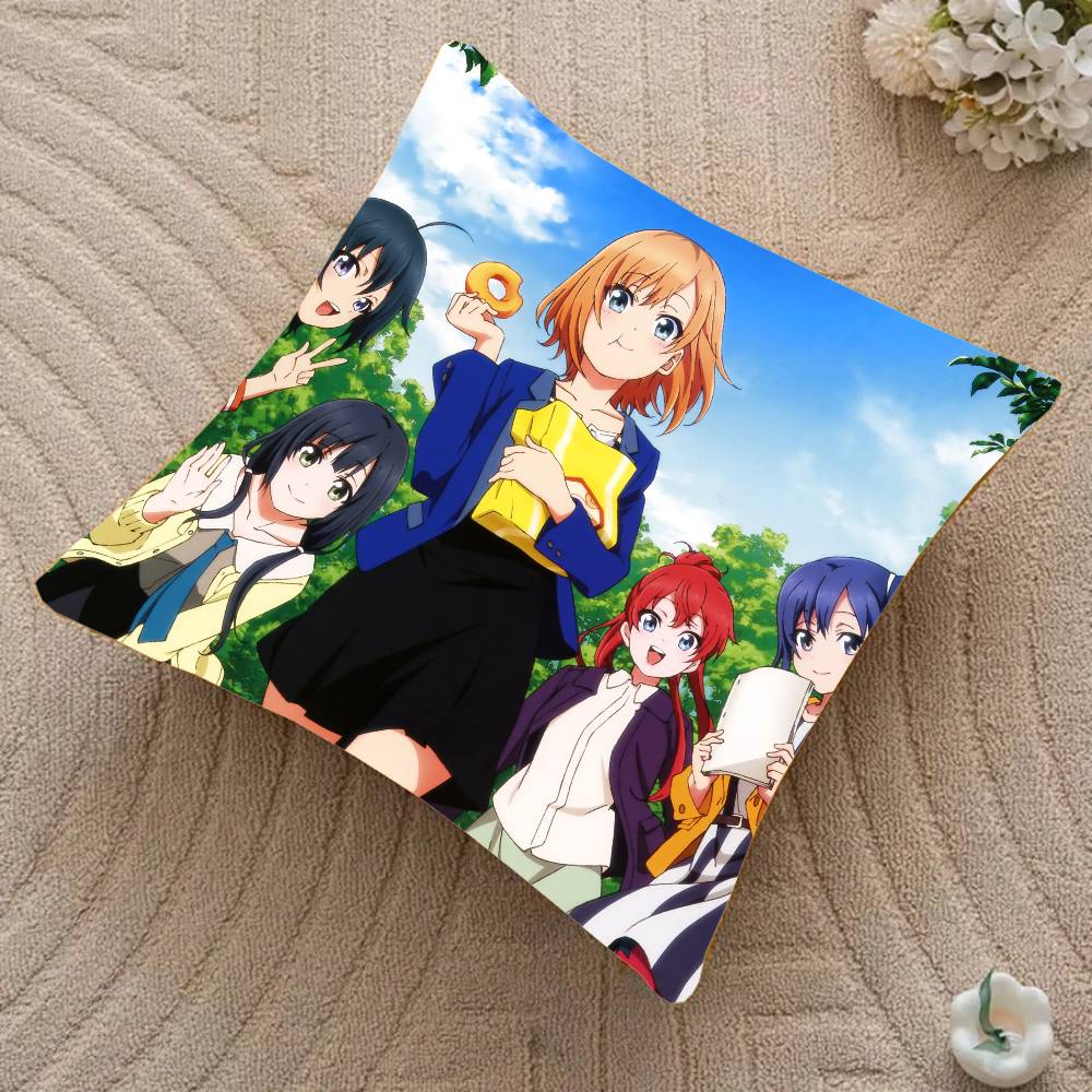 Anime S-SHIROBAKO Pillow Case Home Decor Throw For Sofa Bed Car Room Decor Gift Idea