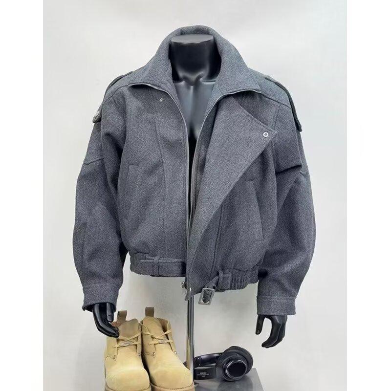 Men's Oversized Wool-Blend Padded Baseball Jacket - Autumn/Winter Hipster Style Coat