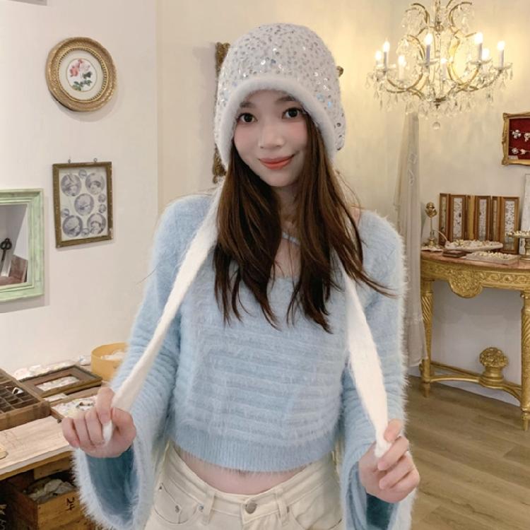 Thicken Furry Hat Trapper Hat Earflap Headwear Knitted Headgear for Outdoors Winter Oversized Hat