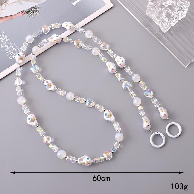 Yi Lian Handmade ABS Pearl Beaded Crossbody Bag & Phone Lanyard Strap