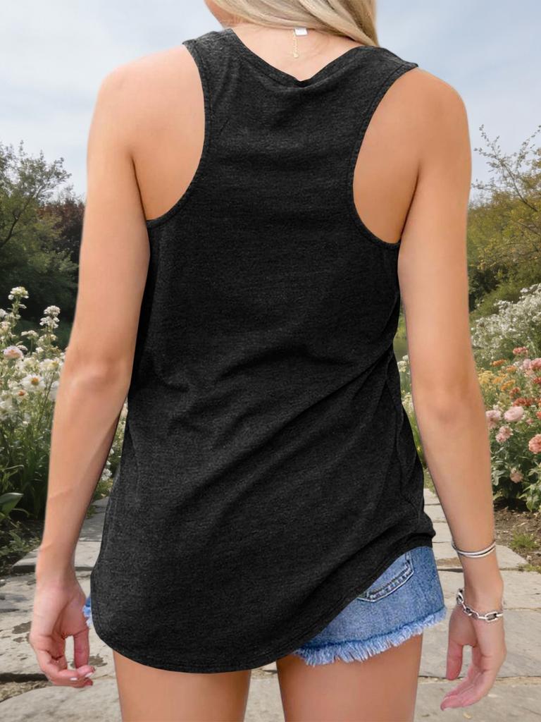 Womens V Neck Sleeveless Pocket Tank Top Loose Flowy Summer Yoga Tee