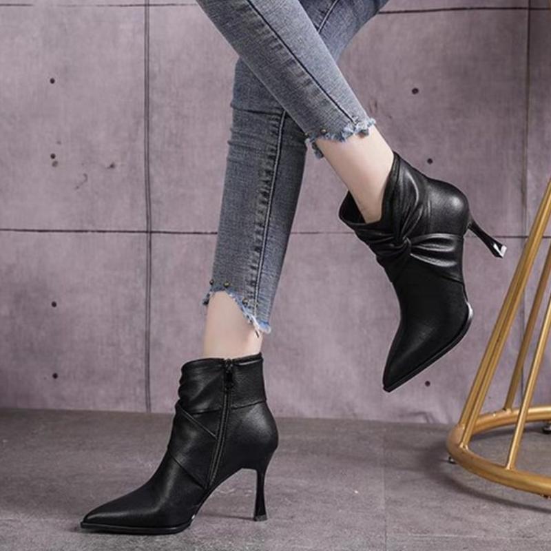 Ankle Boots Women Pointed Toe High Heels Shoes Sexy Dress Party Fashion Shoes Designer 2026 New Winter Chelsea Boots Woman Pumps